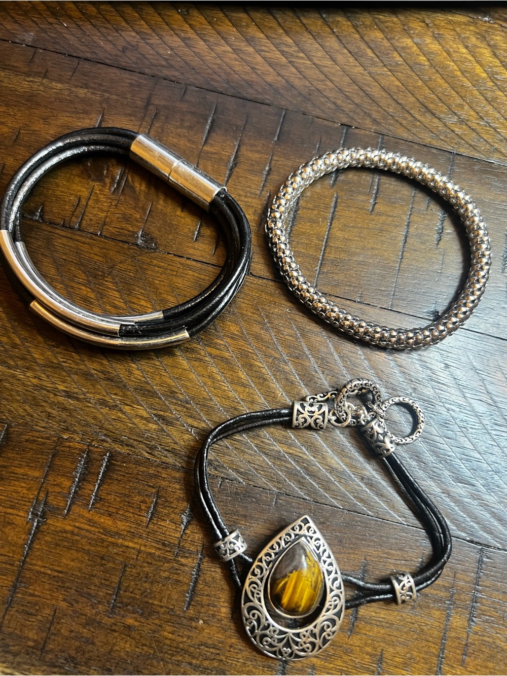 Lot of Three Silver and Black Bracelets - Lot 007
